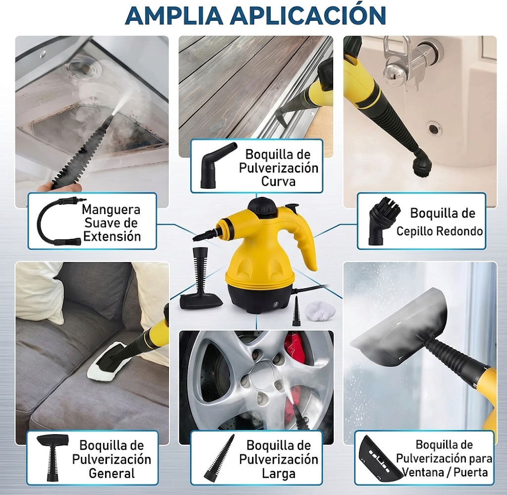 Limpiador a vapor multiusos portátil: desinfección y potencia sin químicos